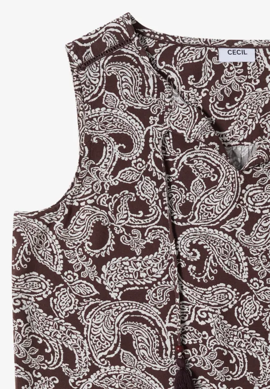 Ärmelloses Blusentop mit Split-Neck