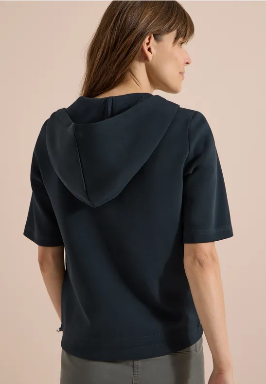 Kurzärmlige Kapuzenjacke mit Reißverschluss