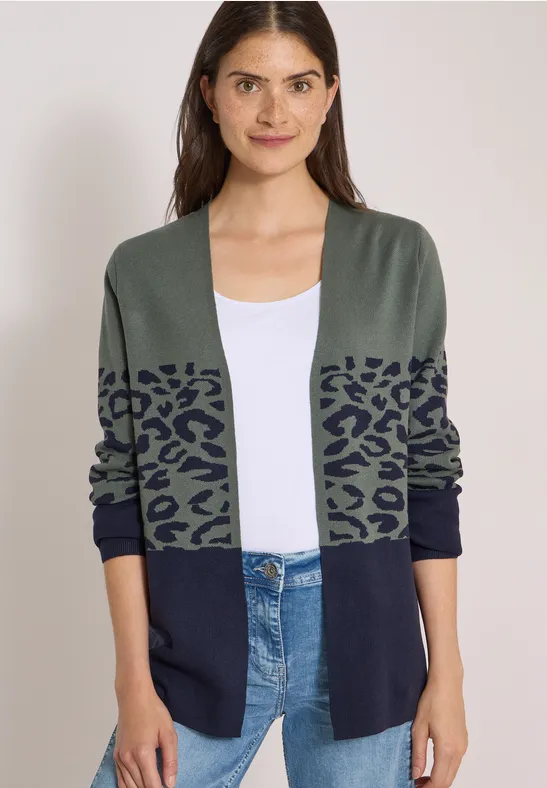 Offener Cardigan mit Leopardenmuster