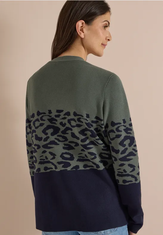 Offener Cardigan mit Leopardenmuster