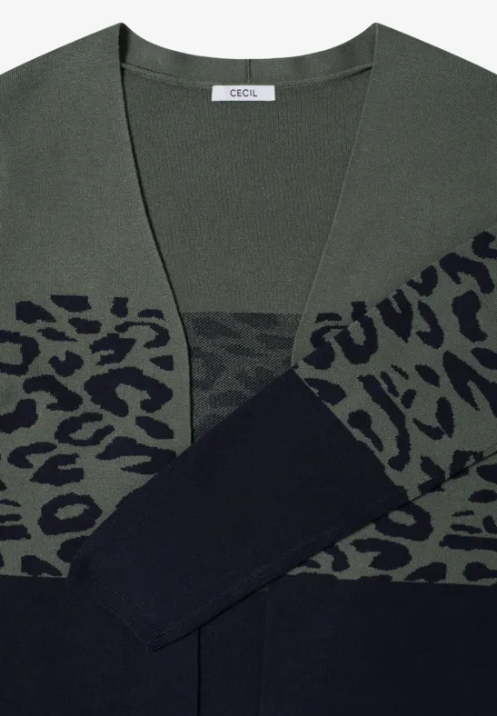 Offener Cardigan mit Leopardenmuster