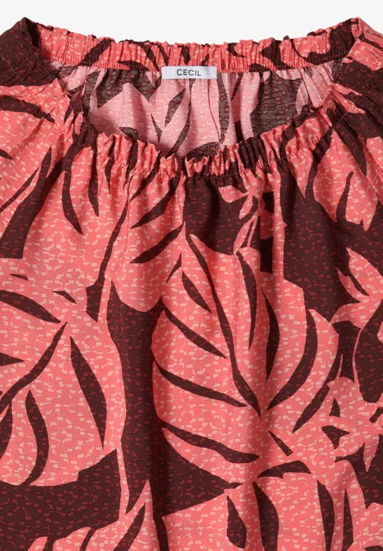 Carmen-Bluse mit Tropenmuster