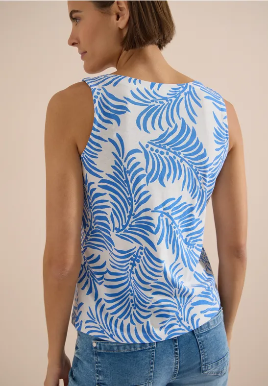 Ärmelloses Top mit Blattprint