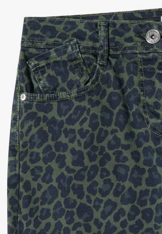 Statement Wide-Leg-Jeans mit Leo-Print