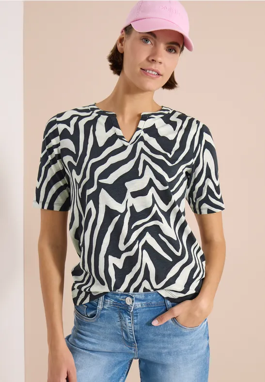 Zebra-Print T-Shirt im Tunika-Stil