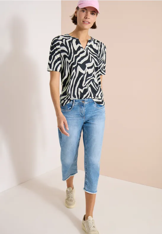Zebra-Print T-Shirt im Tunika-Stil