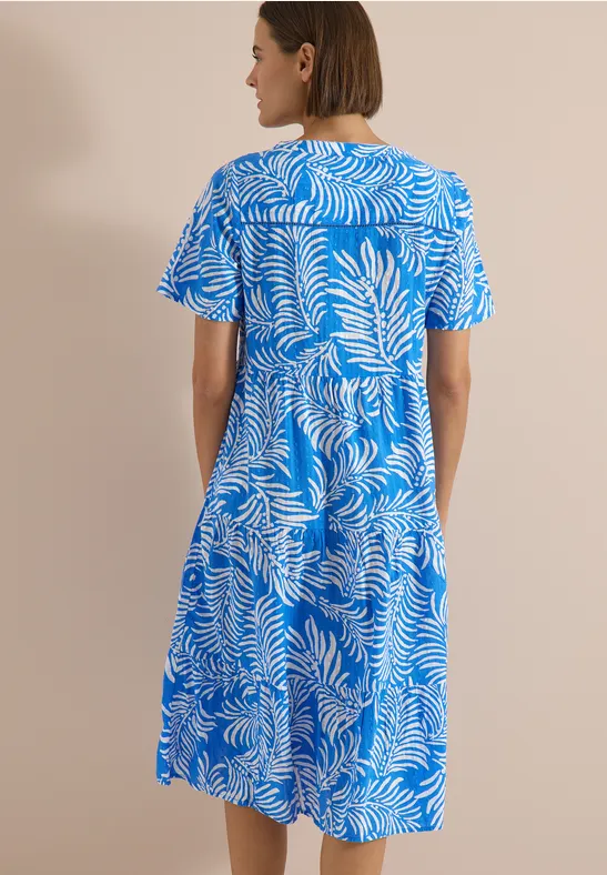 Gestuftes Midikleid mit Tropenprint