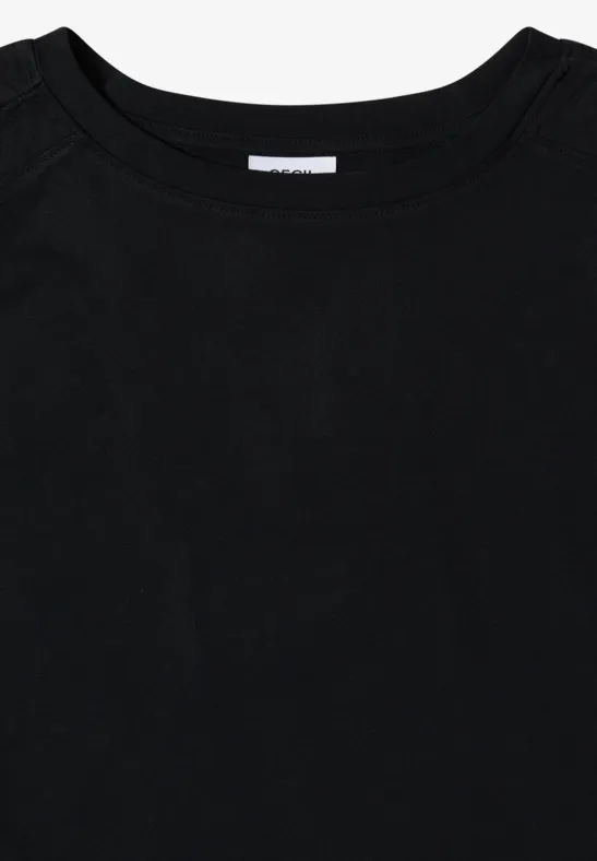 T-Shirt mit Schulter-Raffung und U-Boot-Ausschnitt