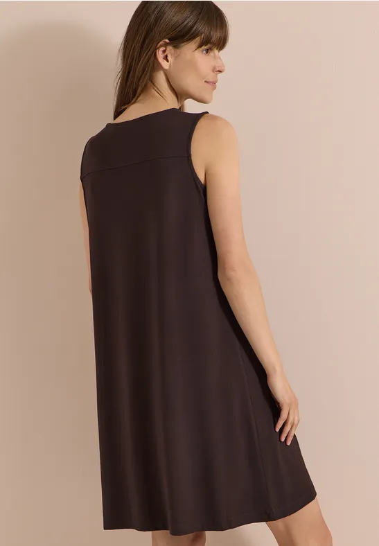 Ärmelloses Jerseykleid mit V-Ausschnitt