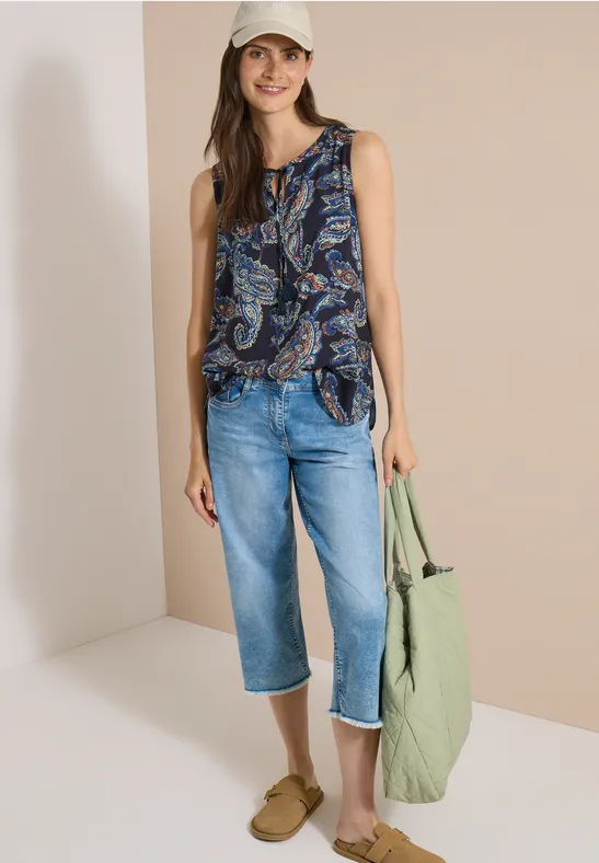 Blusentop mit Paisley-Print und Schlitz