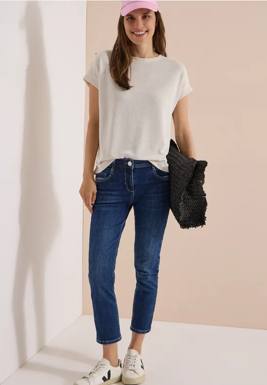 Schmal geschnittene 7/8-Denim-Jeans