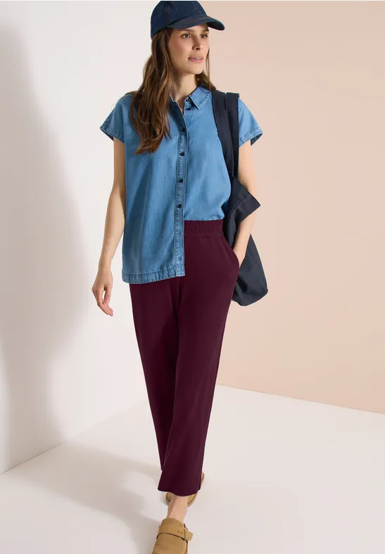 High Waist Jerseyhose mit weitem Bein