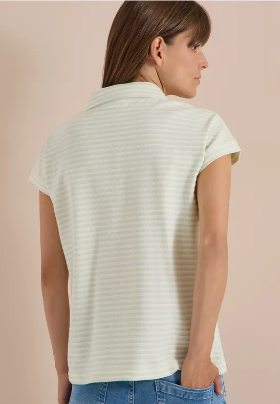 Kurzarm-Poloshirt mit Streifenstruktur