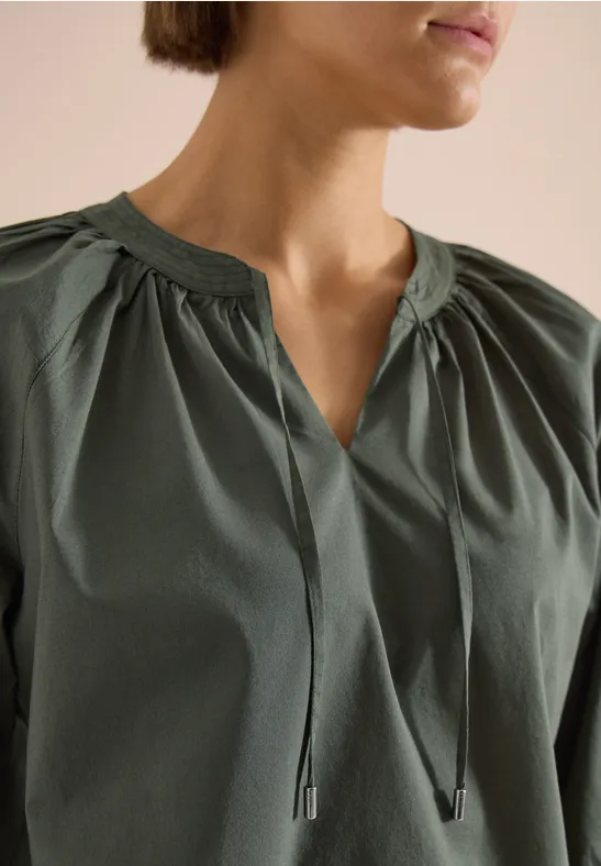 3/4-Arm Bluse mit Split Neck