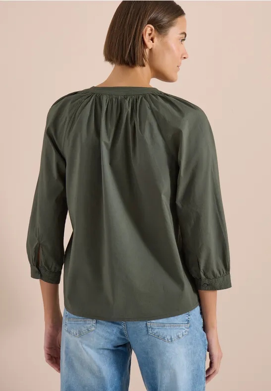 3/4-Arm Bluse mit Split Neck