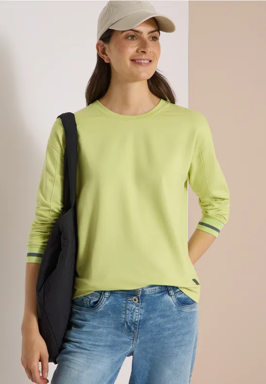 Langarm-Jerseyshirt mit Streifenbündchen