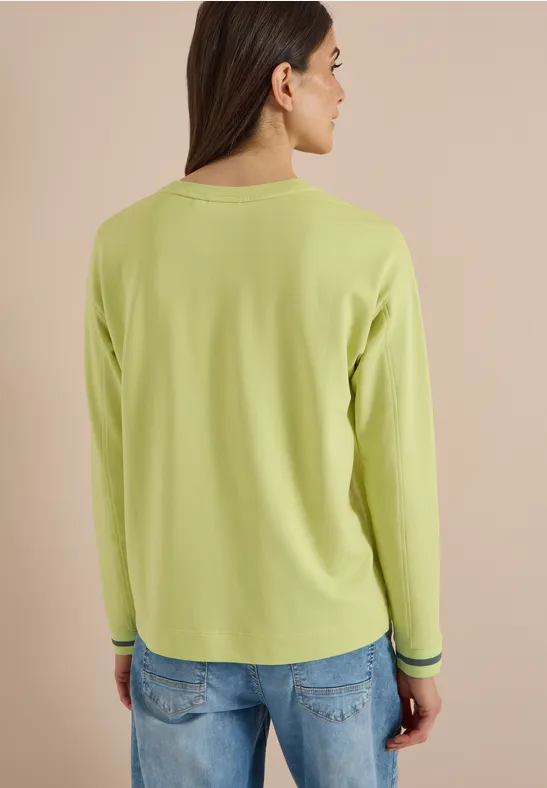 Langarm-Jerseyshirt mit Streifenbündchen