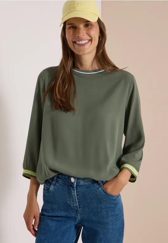 3/4-Arm Blusenshirt mit Streifendetails
