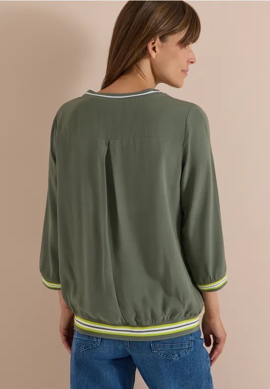 3/4-Arm Blusenshirt mit Streifendetails