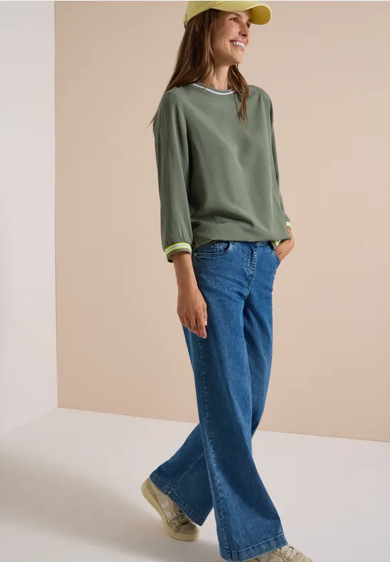 3/4-Arm Blusenshirt mit Streifendetails