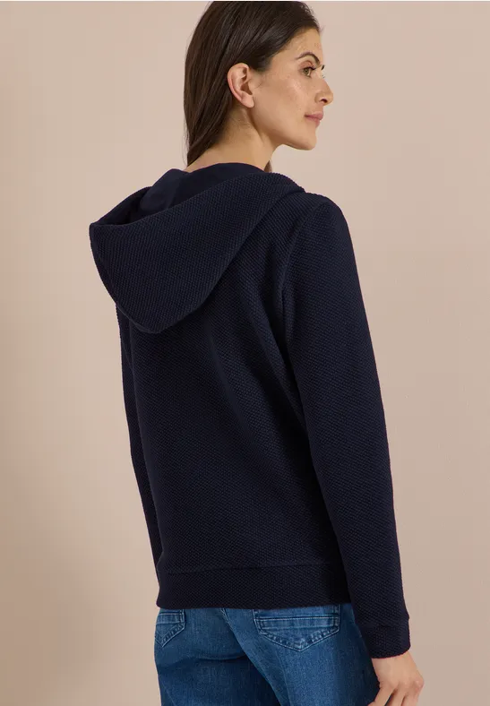 Strukturierte Sweatjacke mit Kapuze