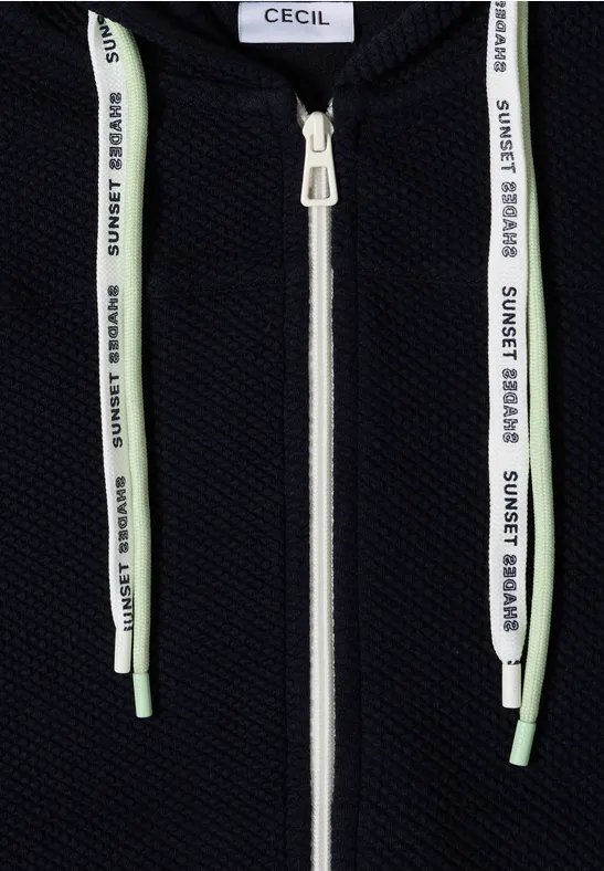 Strukturierte Sweatjacke mit Kapuze