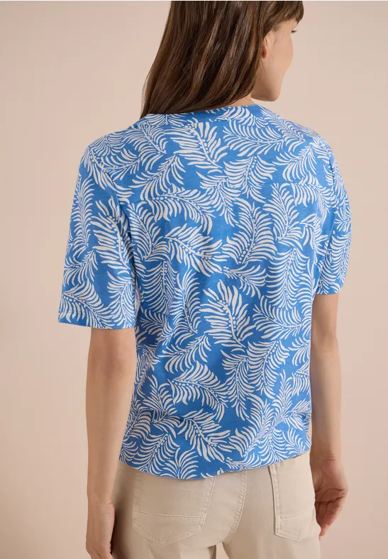 Lockeres Print-Shirt mit geschlitztem Ausschnitt