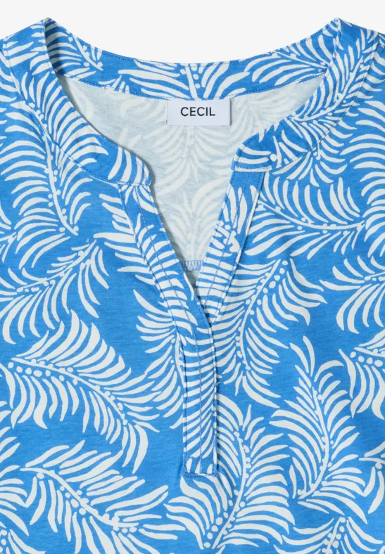 Lockeres Print-Shirt mit geschlitztem Ausschnitt