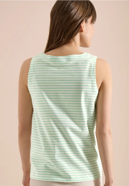 Gestreiftes ärmelloses Top mit Split-Neck
