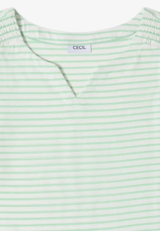 Gestreiftes ärmelloses Top mit Split-Neck