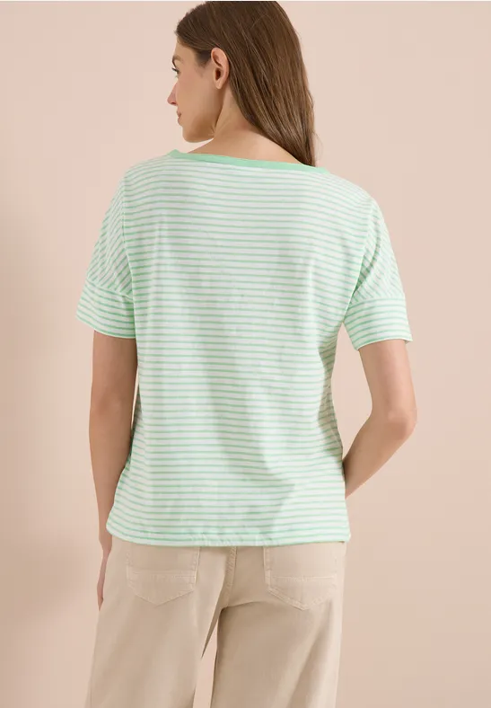 Gestreiftes Flammgarn-Shirt mit Tunnelzug