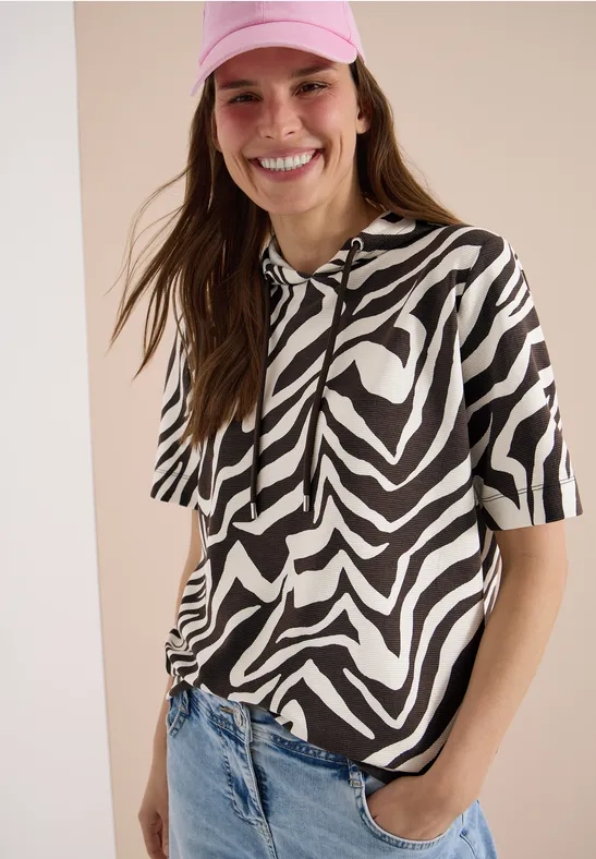 Sportliches Kapuzenshirt mit Zebra-Muster