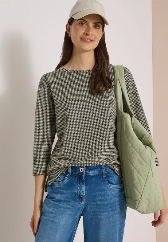 Strukturshirt mit Pepita-Muster