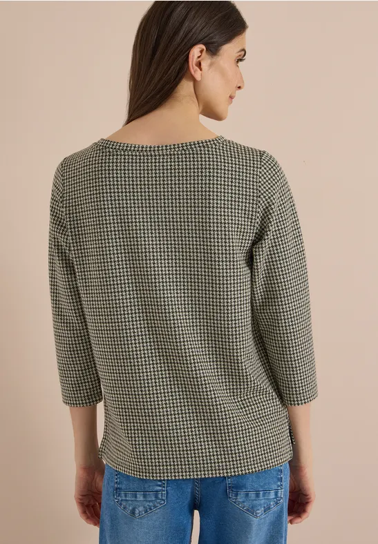Strukturshirt mit Pepita-Muster