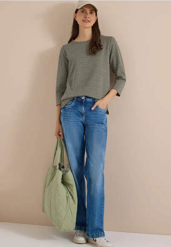 Strukturshirt mit Pepita-Muster