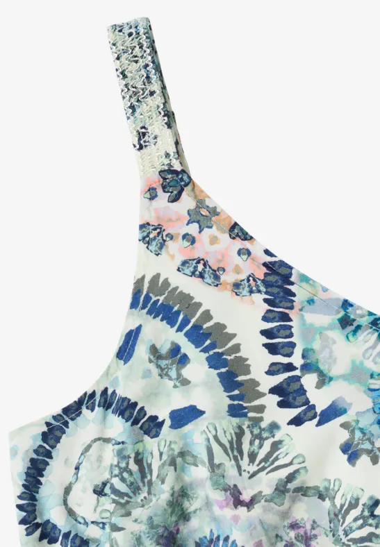 Maxikleid mit Grafik-Print und V-Ausschnitt