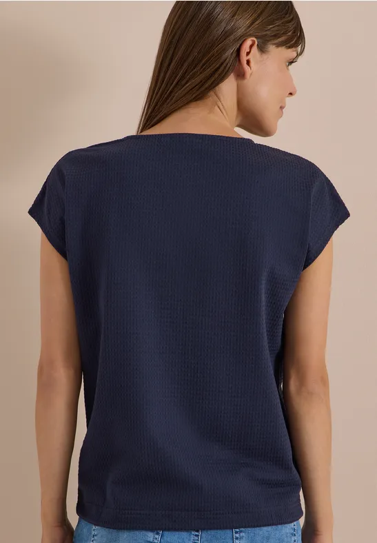 Lässiges T-Shirt mit Waffelstruktur
