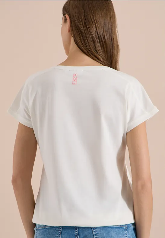 Baumwoll-T-Shirt mit Grafik-Stickerei