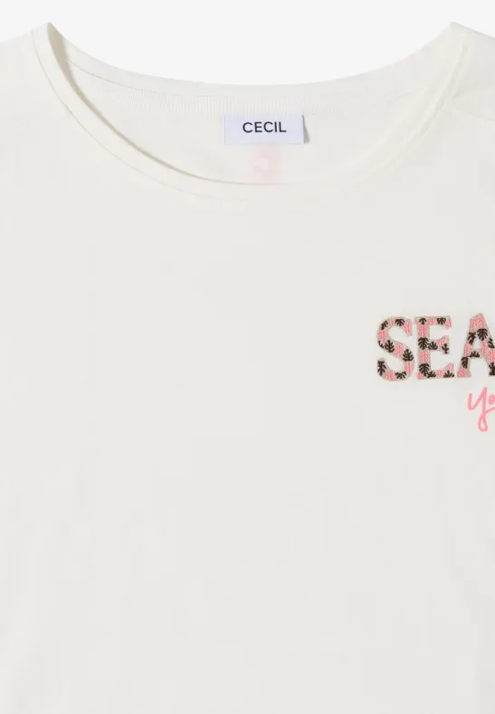Baumwoll-T-Shirt mit Grafik-Stickerei