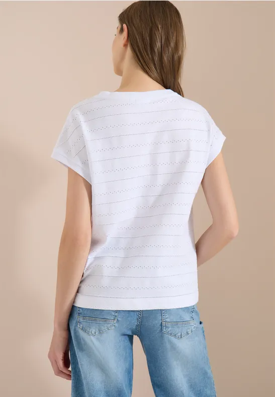 T-Shirt mit Struktur und U-Boot-Ausschnitt