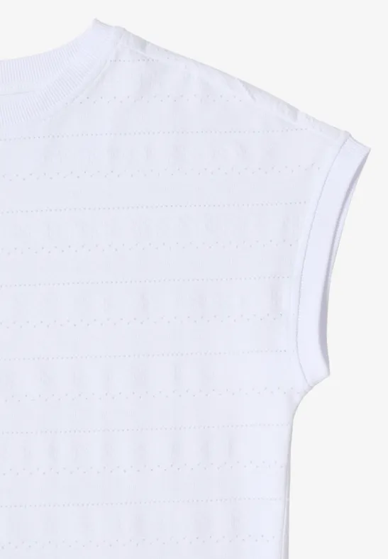 T-Shirt mit Struktur und U-Boot-Ausschnitt