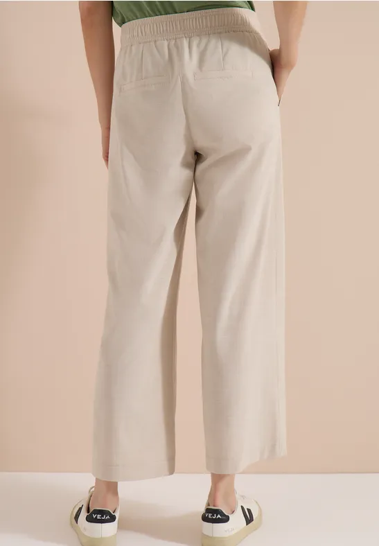 High-Waist Weitbein-Hose mit Tunnelzug