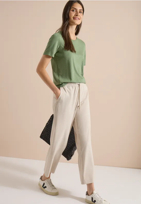 High-Waist Weitbein-Hose mit Tunnelzug