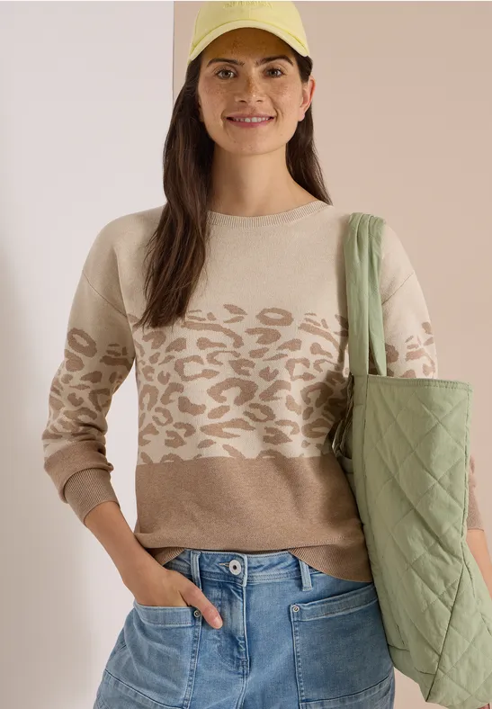 Jacquard-Pullover mit Leopardenmuster