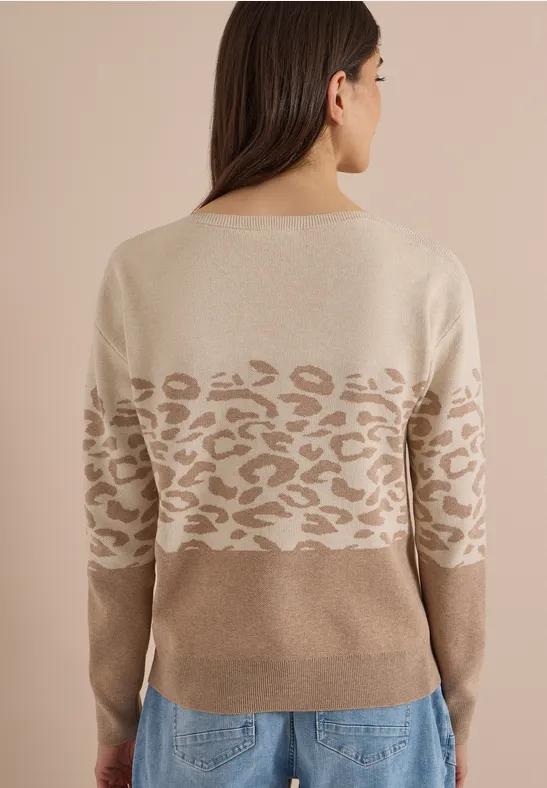 Jacquard-Pullover mit Leopardenmuster