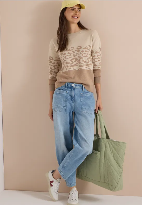 Jacquard-Pullover mit Leopardenmuster