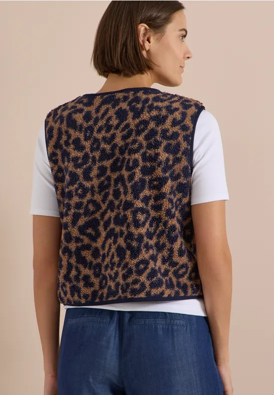 Teddy-Weste mit Leopardenmuster