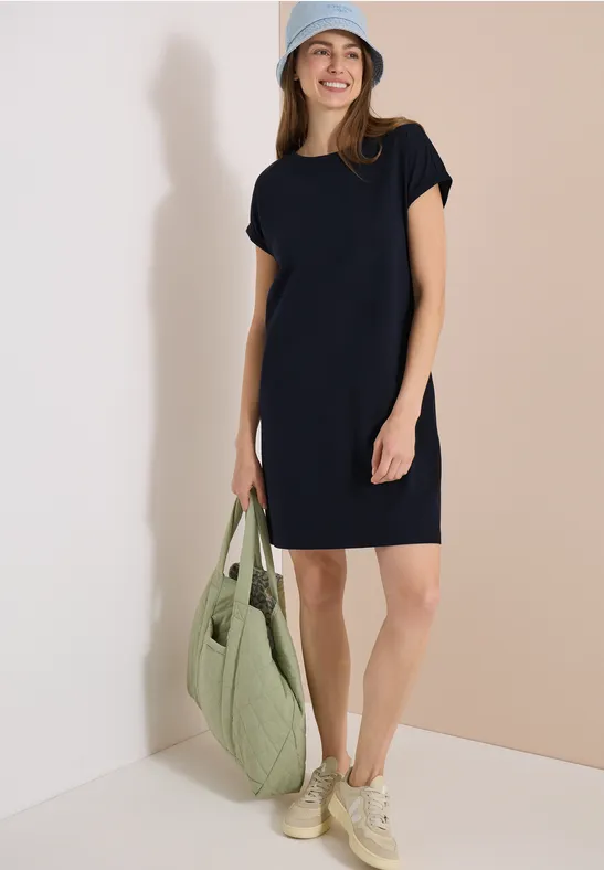 Jersey T-Shirt Kleid mit Cap-Ärmeln