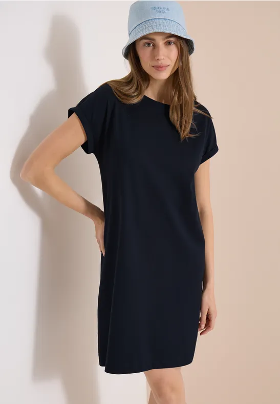 Jersey T-Shirt Kleid mit Cap-Ärmeln