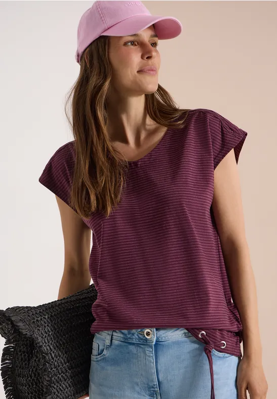 Gestreiftes Tunnelzug-Shirt mit Schulter-Cut-Out